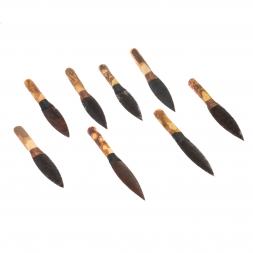 Нож каменный из обсидиана рукоять дерево 28х6х3,5 см