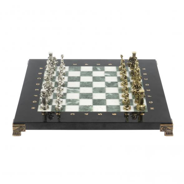 Шахматы турнирные &amp;quot;Римские воины&amp;quot; из мрамора и змеевика 28х28 см 127734