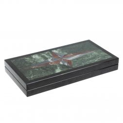 Каменные нарды "Звезда" лемезит, серый мрамор