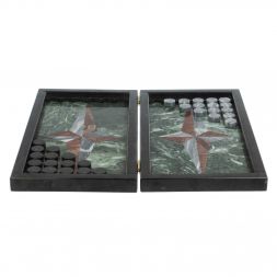 Каменные нарды "Звезда" лемезит, серый мрамор