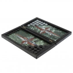 Каменные нарды "Звезда" лемезит, серый мрамор