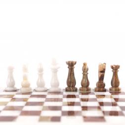 Шахматы из камня &amp;quot;Школьные&amp;quot; камень оникс мрамор 25х25 см