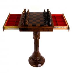 Шахматный стол с фигурами "Классический" камень обсидиан