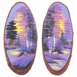 Панно на срезе дерева "Рассвет" вертикальное 50-55 см каменная крошка