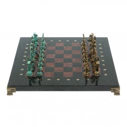 Шахматы &amp;quot;Подвиги Геракла&amp;quot; бронза / патина 28х28 см из лемезита