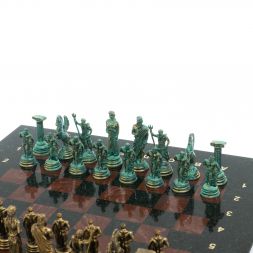 Шахматы &amp;quot;Подвиги Геракла&amp;quot; бронза / патина 28х28 см из лемезита
