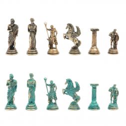 Шахматы &amp;quot;Подвиги Геракла&amp;quot; бронза / патина 28х28 см из лемезита