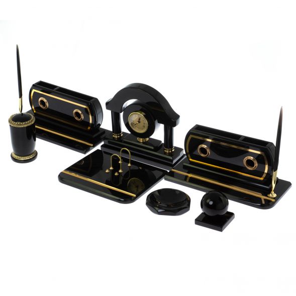 Настольный набор &amp;quot;Арка&amp;quot; из черного обсидина 129102