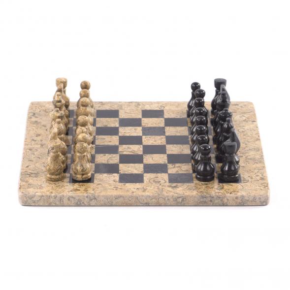Подарочные шахматы из камня &amp;quot;Дебют&amp;quot; мрамор ракушечник 25х25 см 121658