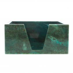 Лоток для бумаг "Кубарик" из темно-зеленого змеевика 11х11х5 см