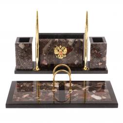 Письменный набор &amp;quot;Советник&amp;quot; с Гербом РФ из конгломерата