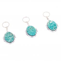 Складное зеркало брелок из амазонита овальное