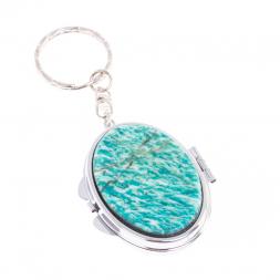 Складное зеркало брелок из амазонита овальное