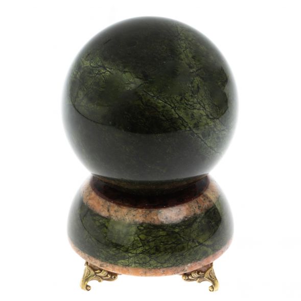 Шар на подставке с ножками 9,5 см из змеевика 128807