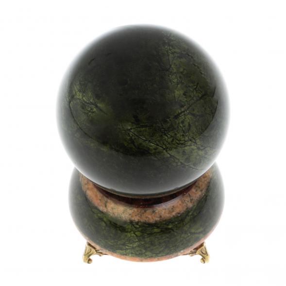 Шар на подставке с ножками 9,5 см из змеевика 128807