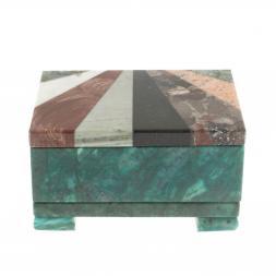 Шкатулка с мозаикой из змеевика 12х8х6,5 см