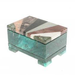 Шкатулка с мозаикой из змеевика 12х8х6,5 см