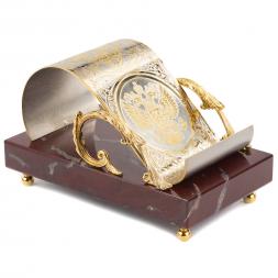 Настольная подставка для смартфона "Герб России" камень яшма Златоуст