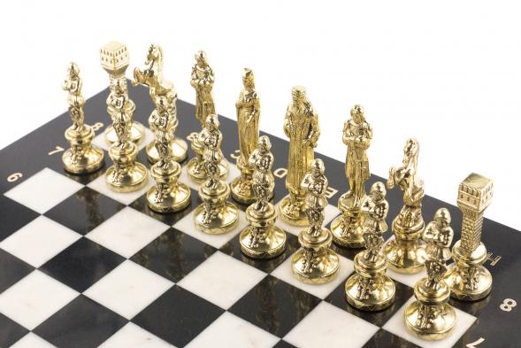 Шахматы &amp;quot;Ренессанс&amp;quot; доска 36х36 см мрамор фигуры цвет золото / серебро 119382