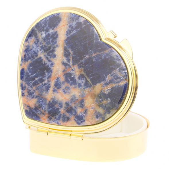 Таблетница &amp;quot;Сердце&amp;quot; на 3 отделения камень содалит цвет золото 125972