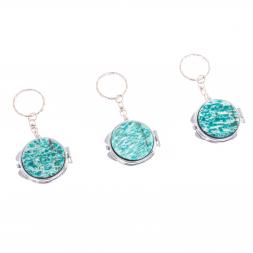 Складное зеркало брелок из амазонита круглое