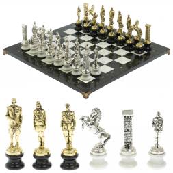 Шахматы &amp;quot;Великая Отечественная война&amp;quot; на подставках доска 48х48 см мрамор/змеевик