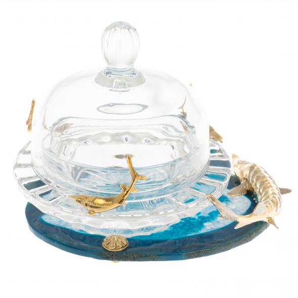 Икорница &amp;quot;Дары морские&amp;quot; камень агат 129996