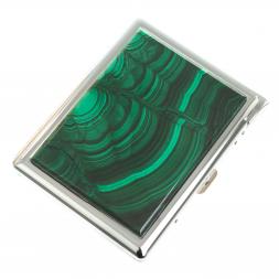 Портсигар на 10 сигарет с зажигалкой камень малахит