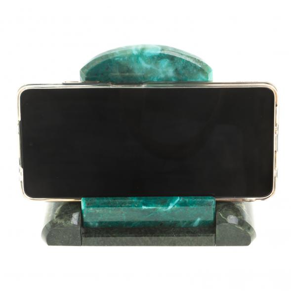 Подставка для телефона из темно-зеленого змеевика 123613