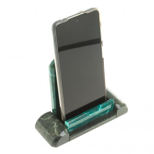 Подставка для телефона из темно-зеленого змеевика 123613