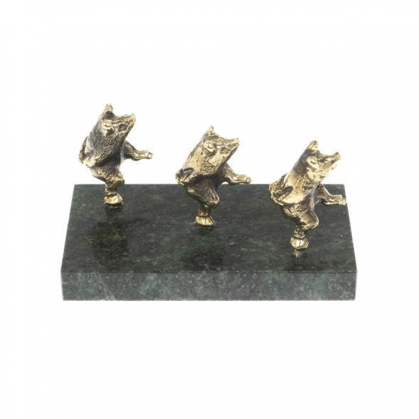 Статуэтка &amp;quot;Три поросенка&amp;quot; из бронзы и змеевика 117203