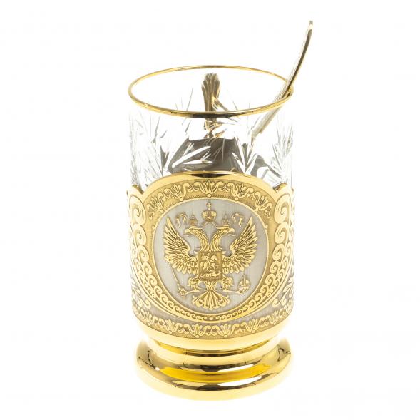 Позолоченный подстаканник &amp;quot;Герб РФ&amp;quot; в подарочной упаковке Златоуст 119261