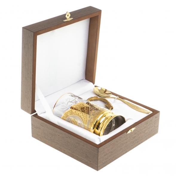 Позолоченный подстаканник &amp;quot;Герб РФ&amp;quot; в подарочной упаковке Златоуст 119261