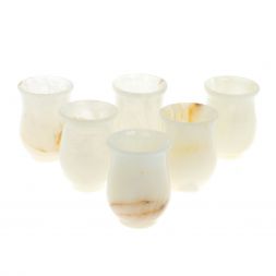 Стопки для виски 60 мл набор 6 шт из белого оникса 5,2х7 см в коробке (2х3)