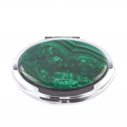 Зеркальце овальное из малахита цвет серебро