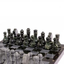 Шахматы из камня &amp;quot;Традиционные&amp;quot; доска 38х38 см мрамор, змеевик