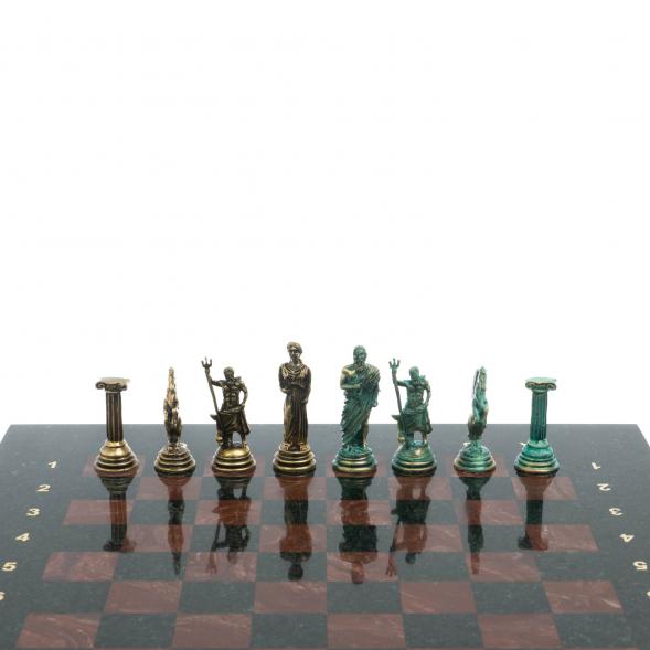 Шахматы &amp;quot;Римские лучники&amp;quot; фигуры бронза / патина 28х28 см из лемезита 128201