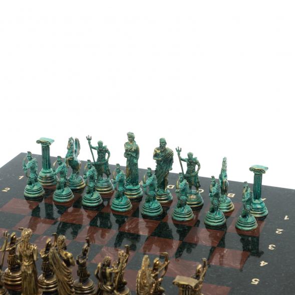Шахматы &amp;quot;Римские лучники&amp;quot; фигуры бронза / патина 28х28 см из лемезита 128201
