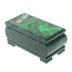 Шкатулка "Хозяйка медной горы. Малахит" из змеевика 16х8х7,5 см