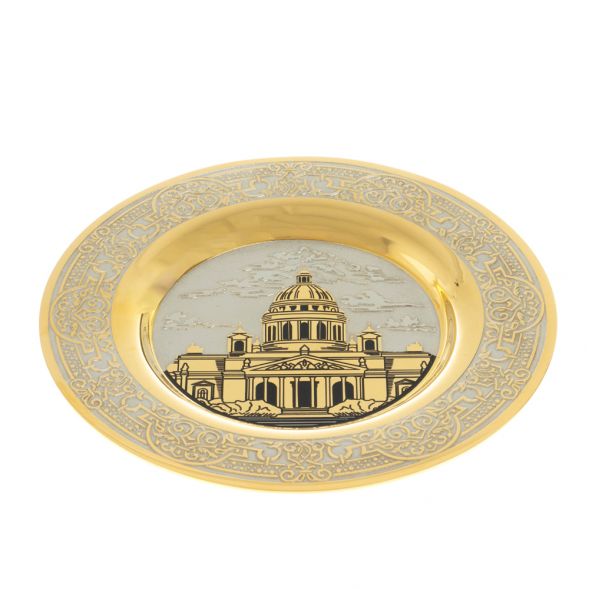 Тарелка с гравюрой &amp;quot;Исаекиевский собор&amp;quot; 12 см в подарочной упаковке Златоуст 128442