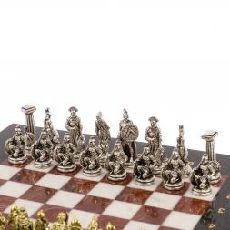 Шахматы &amp;quot;Царь Леонид&amp;quot; доска 28х28 см лемезит мрамор