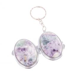 Складное зеркало брелок из флюорита овальное