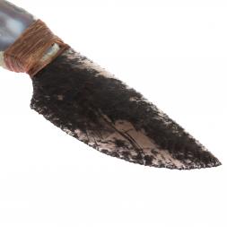 Нож каменный из обсидиана рукоять агат 23х5х5 см