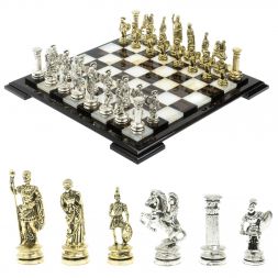 Шахматы "Древний Рим" доска 40х40 см оникс / обсидиан