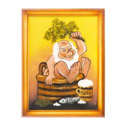 Картина &amp;quot;Банька&amp;quot; багет дерево 36х46 см из каменной крошки