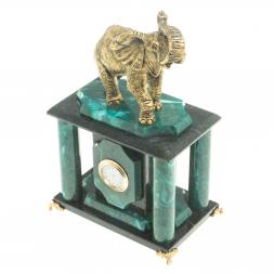 Часы "Индийский слон" камень змеевик