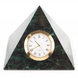 Часы &amp;quot;Пирамида&amp;quot; камень змеевик темный 10х10х8 см