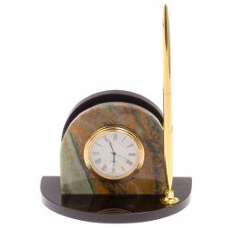 Визитница с часами из офиокальцита