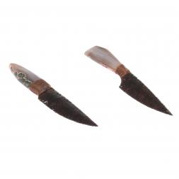 Нож каменный из обсидиана рукоять агат 24х4х2 см