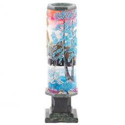 Декоративная ваза из камня "Зима" рисунок из каменной крошки 8х8х29 см